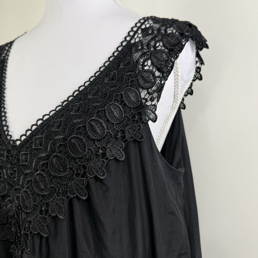 Whimsygoth Black Crochet Lace Bizz Princess Tunic Large Cotton Silk Pockets - Picture 6 of 13